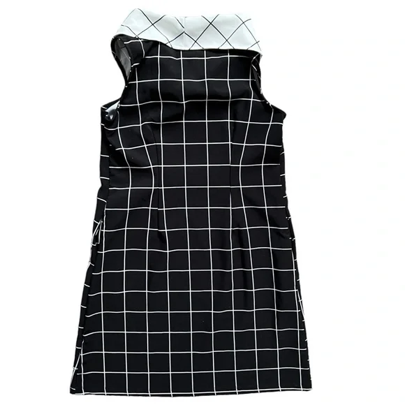 Retrolicious London Calling Dress Black and White Grid Print Dress size Large - Picture 3 of 10